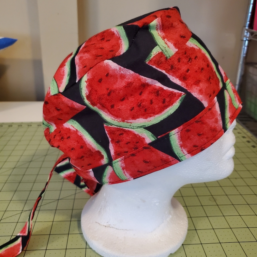 New Watermelon Print Cotton Scrub Cap Adult Sz